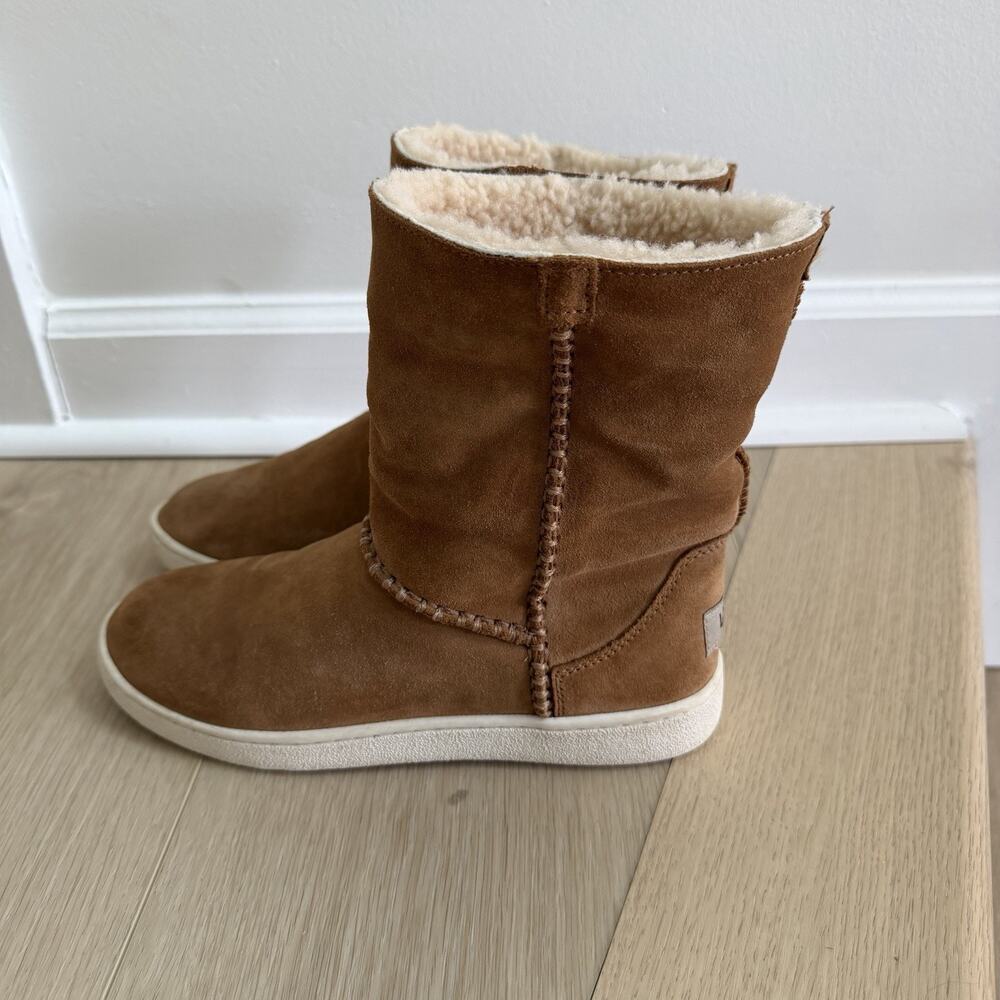 UGG Mika Classic Sneaker Boot In Chestnut Suede With Curly Shearling Cuff Sz 6 - Picture 9 of 11
